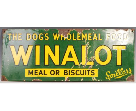 Spillers - Winalot Dog Food - An early 20th Century&nbsp;vintage point of sale display porcelain enamel sign reading ' Winalo