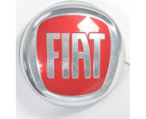 Fiat - A late 20th century 1990's contemporary retro car motoring point of sale showroom advertising light box sign of circul