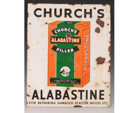 Church's - ' Alabastine ' - An early 20th century antique vintage point of sale advertising display porcelain enamel sign dep