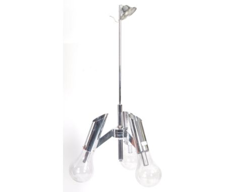 An unusual large believed Italian mid to late 20th century retro vintage sputnik atomic chrome pendant light&nbsp; fixture co