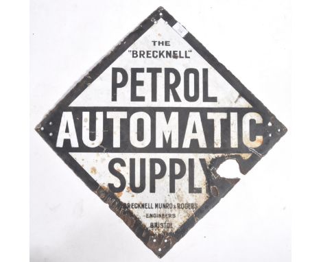 Brecknell - Petroleum - A rare early 20th century antique vintage local interest motoring related porcelain enamel double sid