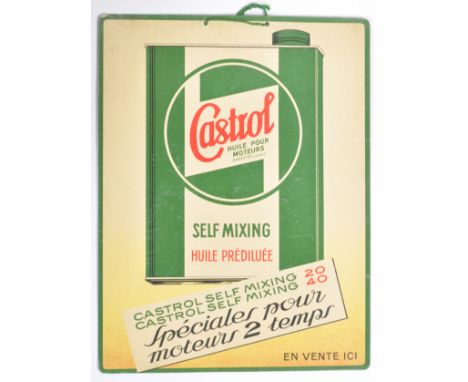 Castrol - A 20th century retro vintage point of sale shop advertising automobilia interest petrol card sign depicting a petro