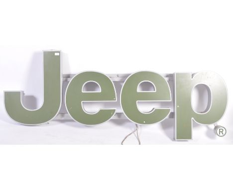 Jeep - A late 20th century 1990's contemporary retro car motoring point of sale large showroom advertising light box sign rea