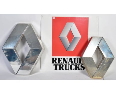 Renault - A pair of late 20th century 1990's contemporary retro car motoring point of sale showroom advertising light box sig