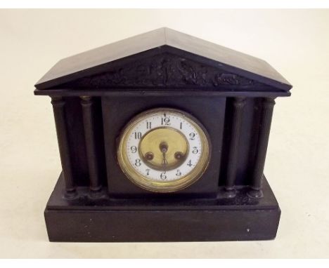 A Victorian slate mantel clock