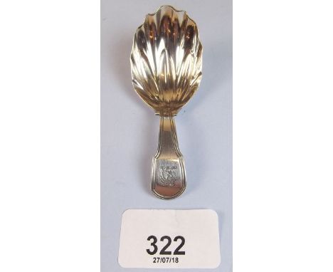 A silver shell bowl caddy spoon, London 1809