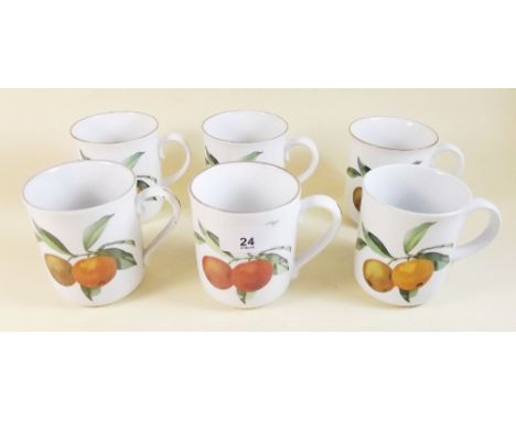 Six Royal Worcester Evesham mugs