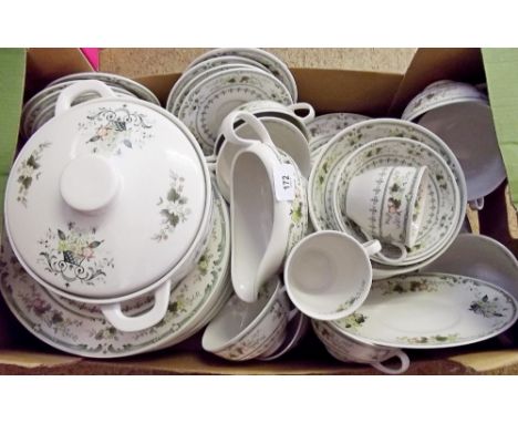 A large collection of Royal Doulton 'Provencal' dinner and tea wares - approx sixty items including: and oval meat plate, thi