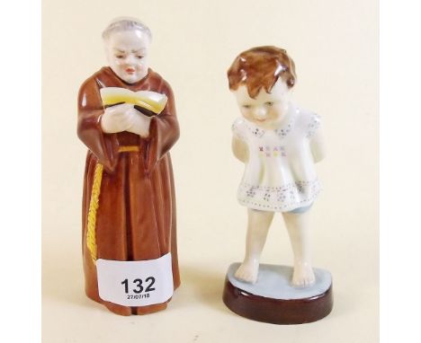 A Royal Worcester monk candle snuffer and a figure Tommy, by F Doughty 2913