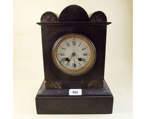 A Victorian slate mantel clock
