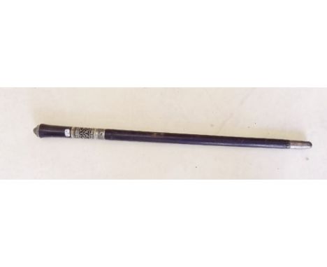 A late 19th century Indian swordstick with bone carved collar