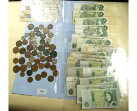 A wad of Bank of England green £1 notes: chief cashiers: L K O'Brien 1955- 62, J Q Hollom 62-66, J S Fforde 66-70, J B Page 7
