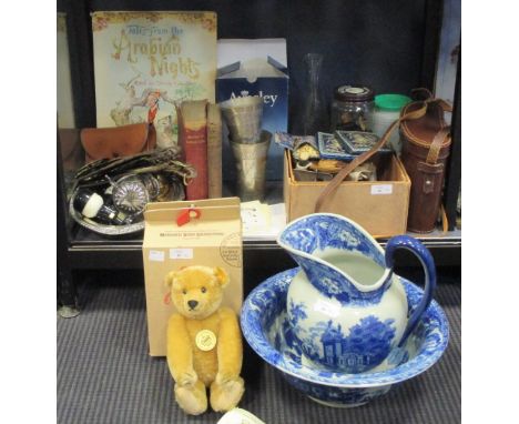 A quantity of ceramics with other miscellaneous items (please list) and a blue and white modern wash jug set and a boxed Stei