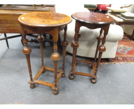 A pair of circular top lamp tables, 78cm high x 46cm diameter  