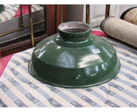 A green enamel lamp shade