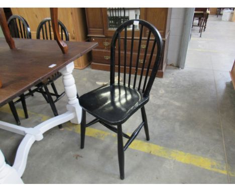 Six stick back chairs, black painted 