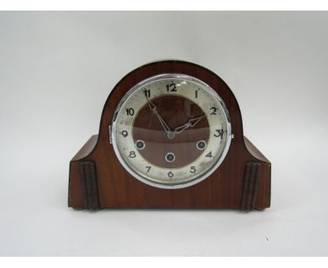 An early 20th Century Gustav Becker striking and chiming mantel clock in walnut case (minute hand missing), together with an 