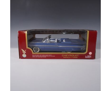 This 1:18 scale diecast model of the 1959 Chevrolet Impala captures the sleek design and classic details of the iconic Americ