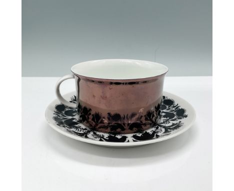 Rosenthal Studio-Line Hilton cup and saucer set. The set features a sleek, modern copper-tone design on the cup with a comple