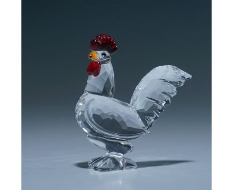 Charming Swarovski Crystal Cockerel figurine from The Peaceful Countryside collection. Crafted primarily from clear crystal, 