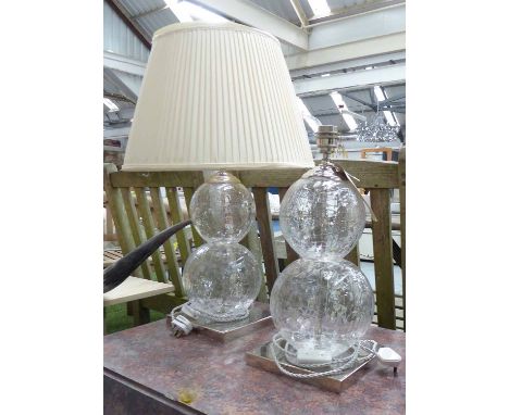 PORTA ROMANA PASTEUR LAMPS, a pair, with pleated shades, 70cm H. (one shade bracket lacking) (2)