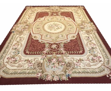 FINE AUBUSSON SAVONNERIE DESIGN CARPET, 366cm x 274cm. 