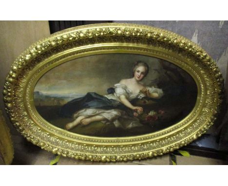 LUISA CECCHERINI after JEAN MARC NATTIER 'Portrait of Louis XV's daughter', a pair of oval oils on board, inscribed verso, ex