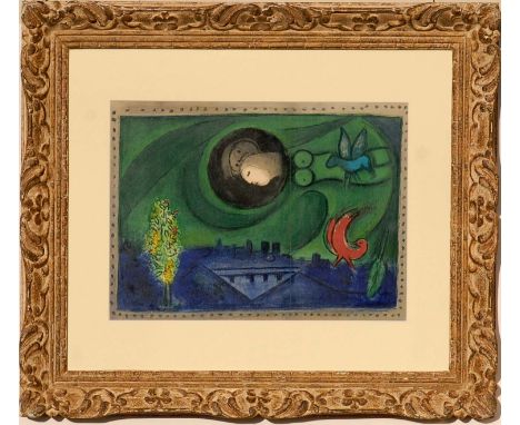MARC CHAGALL 'Quai de Bercy - Paris', original lithograph, 1954, printed by Mourlot Freres, ref Mourlot 93, 34cm x 47cm, fram