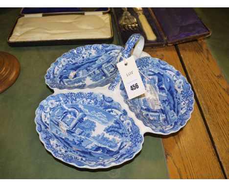 A Copeland Spode triform hors d'oeuvre plate with loop handle.