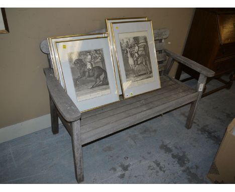A teak garden bench.