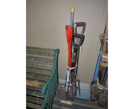 A bundle of garden tools.