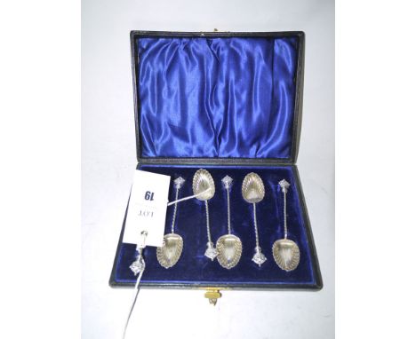 A set of six silver tea spoons, commemorating Queen Victoria's Golden Jubilee, 1887, by W. D. Birmingham, 1896, with crown pa