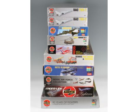 A group of ten assorted Airfix model kits to include; BAC TSR-2 x2, Avro Lancaster B1 Special, Boeing Chinook, The Red Arrows