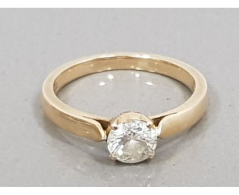 ROUND BRILLIANT CUT DIAMOND APPROXIMATELY .75CT SOLITAIRE  RING SET IN 18CT GOLD SIZE P 3.3G