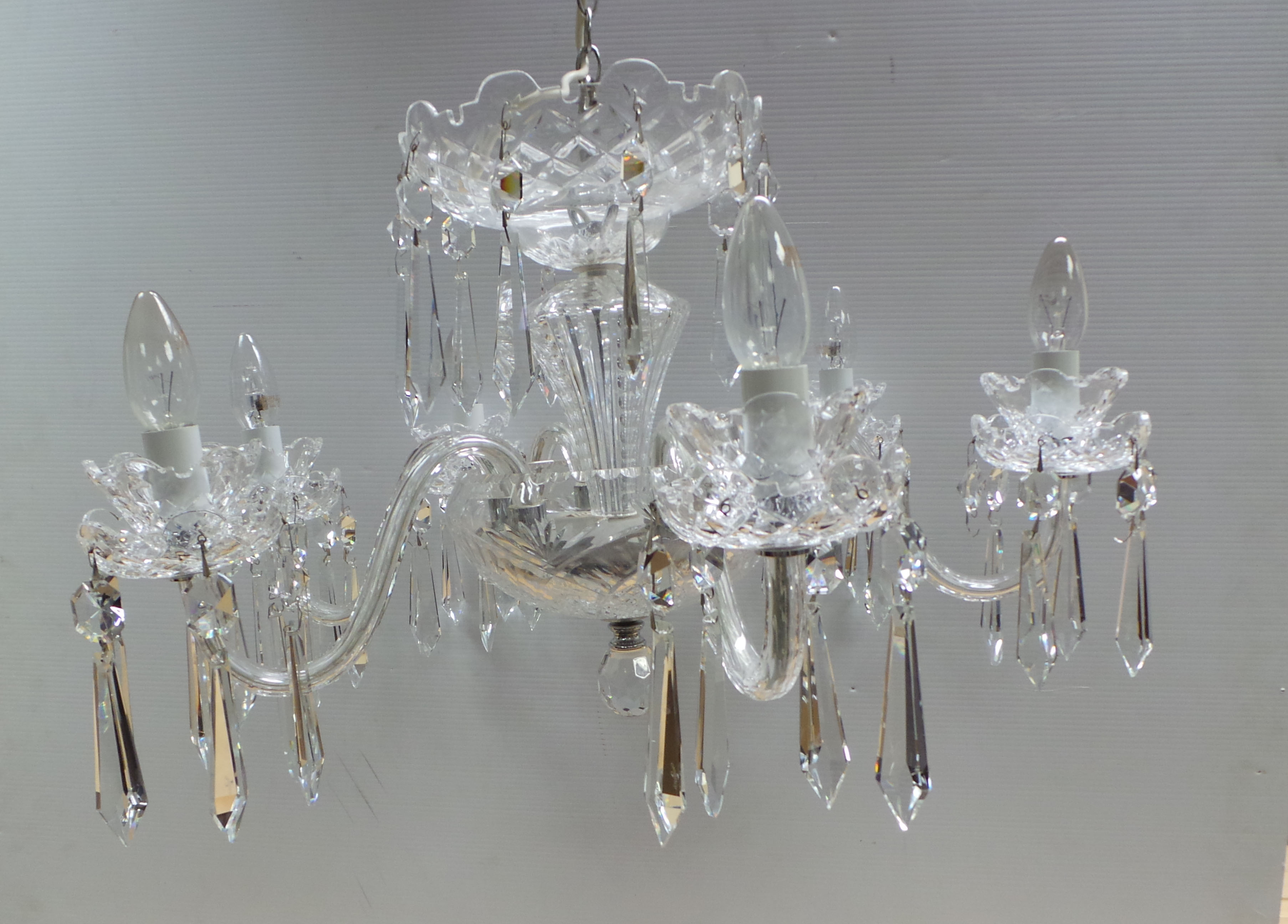 Waterford Crystal 6 Arm Chandelier Lot 389 Waterford Crystal 6 Arm Chandelier