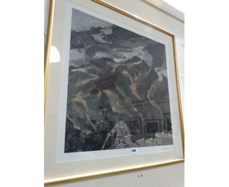 A Limited Edition, Kyffin Williams Print Of Farmer On Snowdon, Signed And Numbered In Pencil