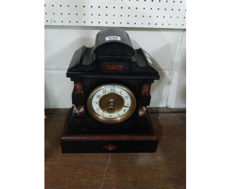 A Victorian Marble Encased Mantel Clock With Circular Dial