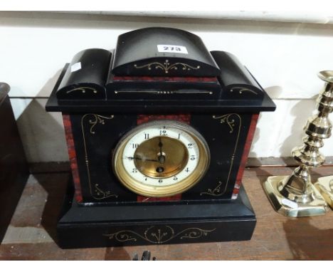 A Victorian Black Marble Encased Mantel Clock