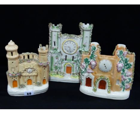 Three Staffordshire Pottery Clock Groups