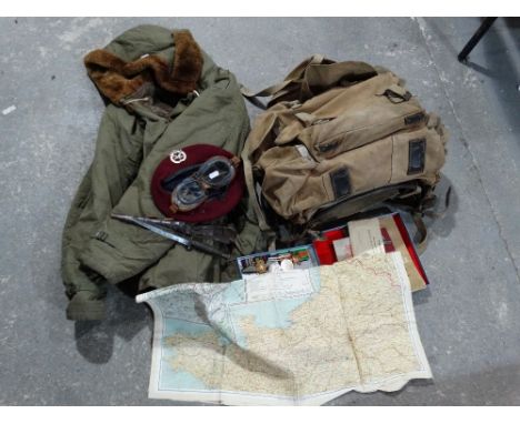 A Comprehensive World War Two Glider Pilot Regiment Group To Include A Us Air Force Flying Jacket, Fighting Knife, Goggles, H