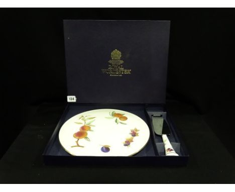 A Boxed Royal Worcester Cake Plate And Knife