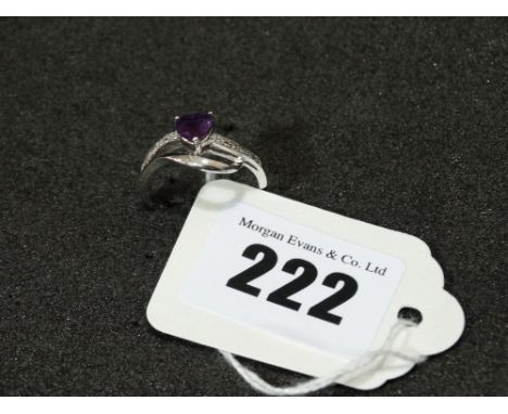 A 9ct White Gold Amethyst And Diamond Ring