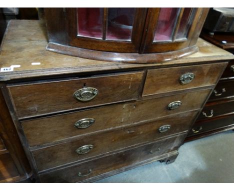 A Georgian Oak Chest Of Two Short And Three Long Drawers On Bracket Feet