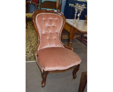 Victorian button back nursing chair, width approx 61cm 