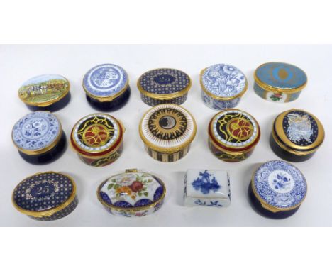 Group of 14 patch boxes, some by Spode and other makers, mainly English and French, some also Royal Worcester, various design