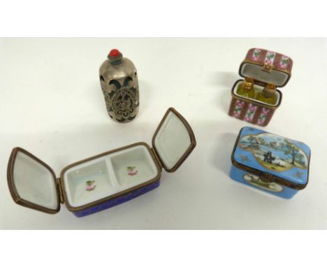 Small plastic bag containing quantity of 19th century enamel boxes by Limoges, (4)