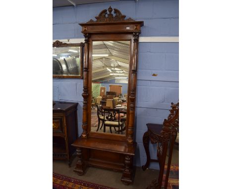 Heavily carved 19th century hall mirror on stand, width approx 89cm