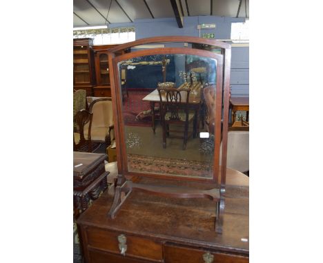 Edwardian mahogany swing mirror with strung decoration, approx 56cm wide