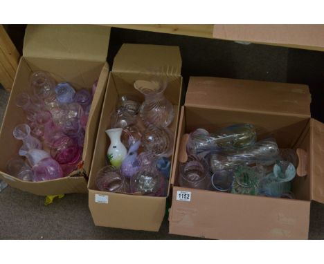 Three boxes of Caithness glass vases.
