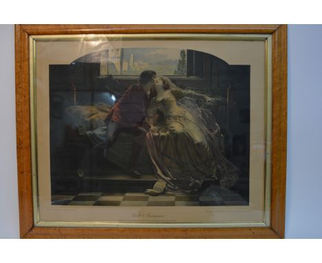 A framed print of Paolo& Francesca reproduction of original by G.P. Jacomb-Hood and a small print of a young boy (2)